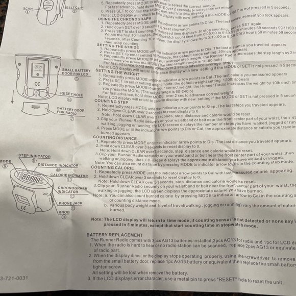 ESPN FM Radio Scanner Run Step Calorie Counter Walking Distance Pedometer - Picture 8 of 8